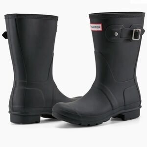 Hunter Matte Black Mid-Calf Rain Boots for Women